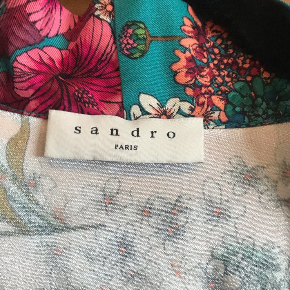 Sandro Floral-print Crepe De Chine Kimono Green - Picture 4 of 8